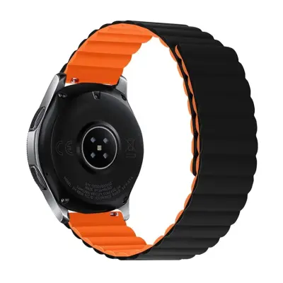 For Samsung Galaxy Watch 5 Silicone Watch Strap 20mm - Black / Orange