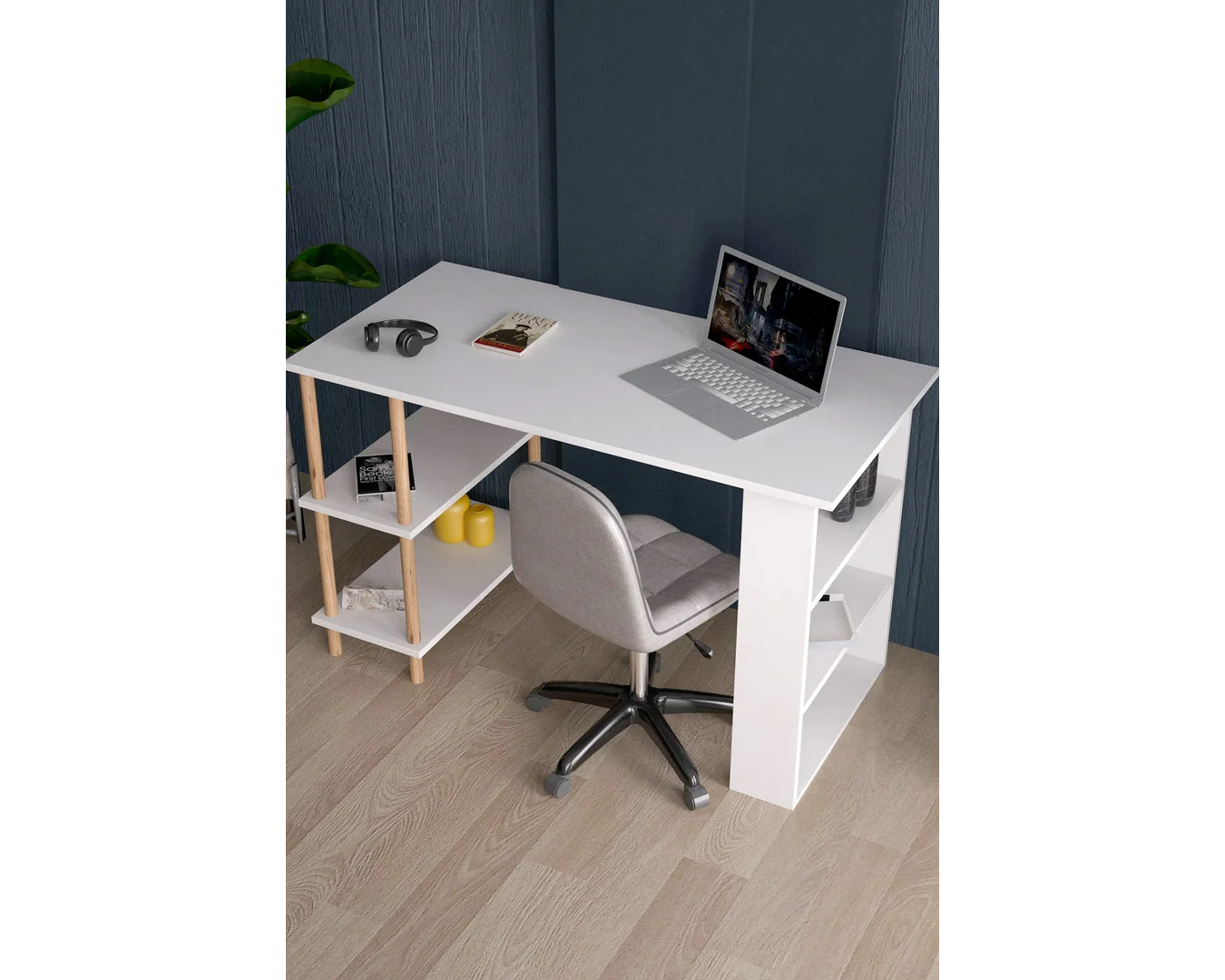 საოფისე სამეცადინო მაგიდა ორმხრივი თაროთი (MS1-B) (535)