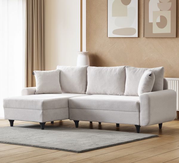 კუთხის დივანი Flavia Velvet  თეთრი (KG1073)