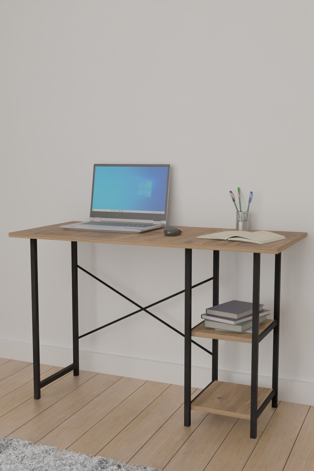 საოფისე სამეცადინო მაგიდა თაროებით ფიჭვის ფაქტურით 50*110 (FD1039)