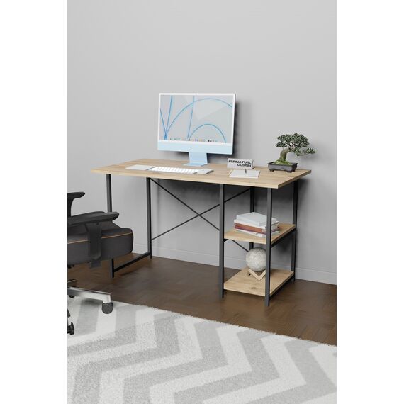 საოფისე სამეცადინო მაგიდა თაროებით ფიჭვის ფაქტურით 60*120 (FD1085)