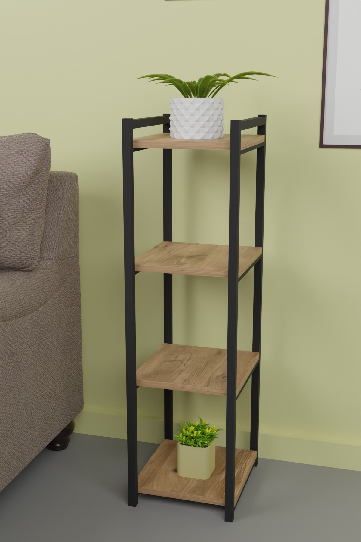 4 დონიანი თარო ფიჭვის ფაქტურით (FD1017)