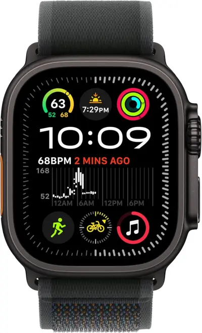 Apple Watch Ultra 2 GPS + Cellular 49mm Black Titanium Case with Black Trail Loop - S/M (MX4U3RB/A)