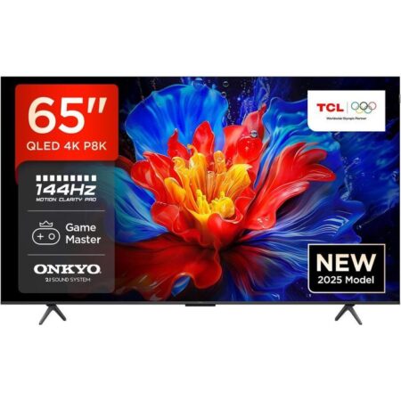 TV/ QLED/ TCL/ QLED TV 65"(165cm)/ 65P8K 4K Google TV 120Hz(VRR 144Hz/DLG244Hz) HDR10+ 2.1CH 2x10W+15W  BT5.2 Wi-Fi 2.4+5GHz DVB-T/T2/C/S/S2 2x15W Airplay2 400x300