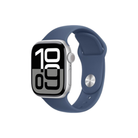 Apple Watch Series 10 GPS 46mm Silver Aluminum Case With Denim Sport Band MWWM3 M/L