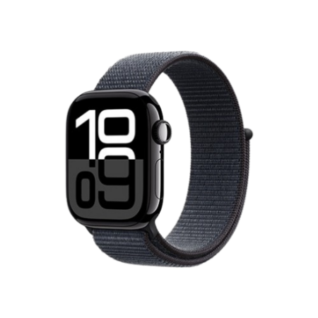 Apple Watch Series 10 GPS 46mm Jet Black Aluminum Case With Ink Sport Loop MWWR3