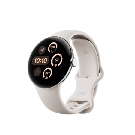 Google Pixel Watch 3 41mm Wi-Fi Polished Silver Aluminum Case with Porcelain Active Band